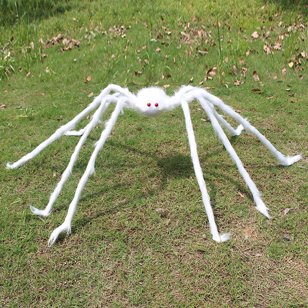 Halloween Spider Party House embrujado decoración accesorios habitación secreta juguetes de hechicería simulación de peluche araña blanca súper grande