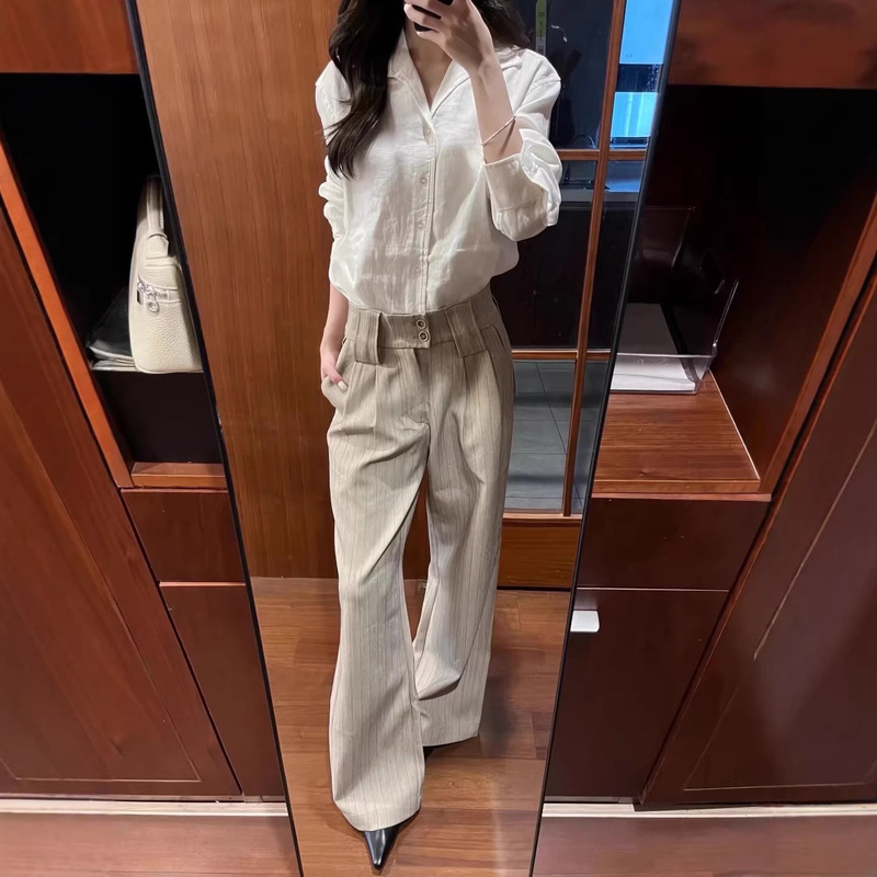 American Retro Commuter Style High-Intelligence Old Money Style Striped Trousers for Men and Women, Loose Fit, Drapey, Versatile, Casual Suit Pants American Retro Commuter Style High-Intelligence Old Money Style Striped Trousers for Men and Women, Loose Fit, Drapey, Versatile, Casual Suit Pants