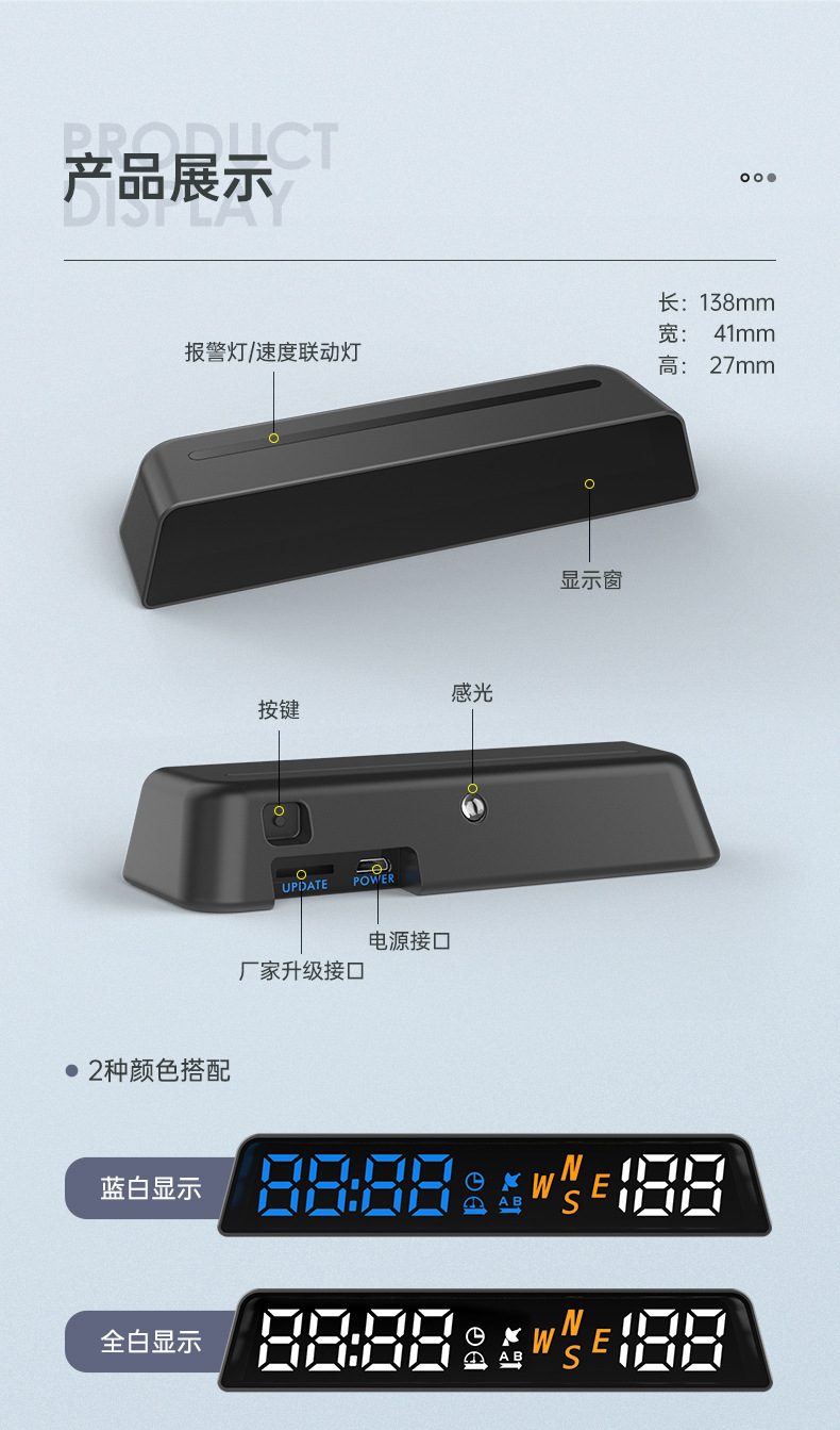Car-Mounted Hud Head-Up Display Gps Beidou Smart Speedometer Altimeter Head-Up Display Universal Driving Computer