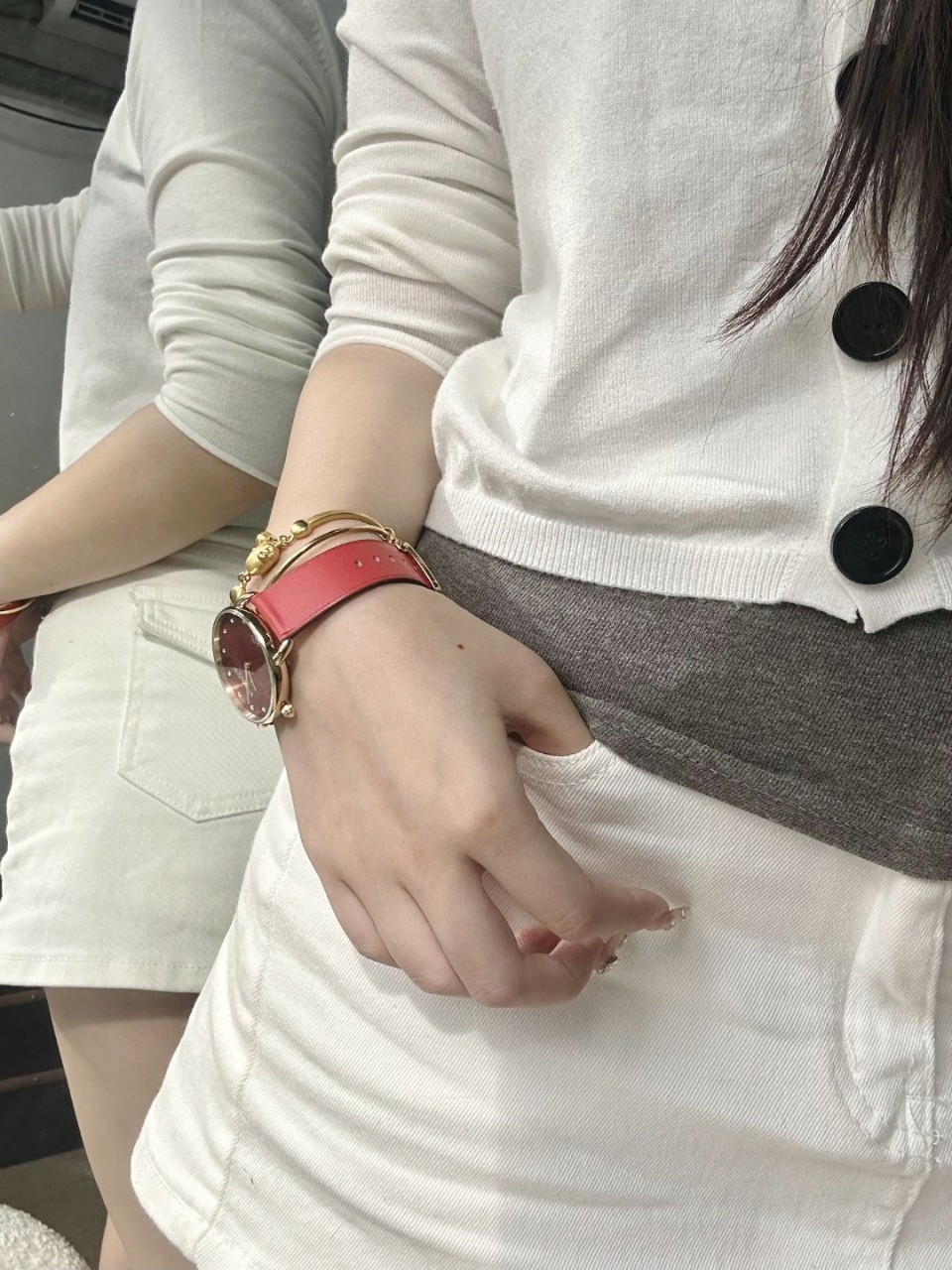 (2개) 구 가족 설날 폭발 중국 스네이크 한정 조디악 시계 석영 여성 설날 레드 올스틸 칼프 스킨