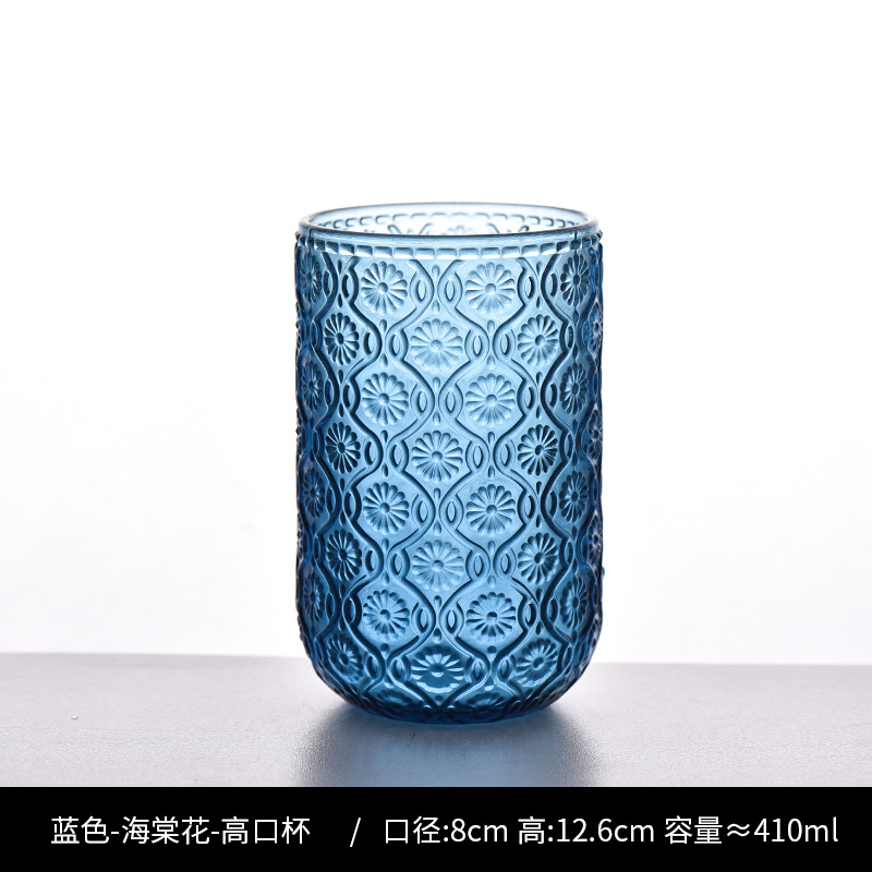 Copa de rayas verticales de vidrio retro europeo, copa de vino tinto, copa de postre alto de helado, copa de vino de frutas de uva de champán casero