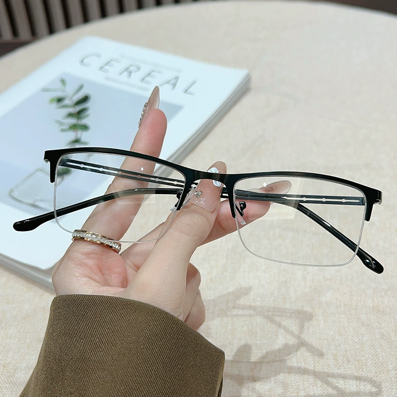 Мужские деловые металлические полуоправы очки антибликовые плоские зеркальные ретро квадратные очки для близорукости фотохромные зеркальные