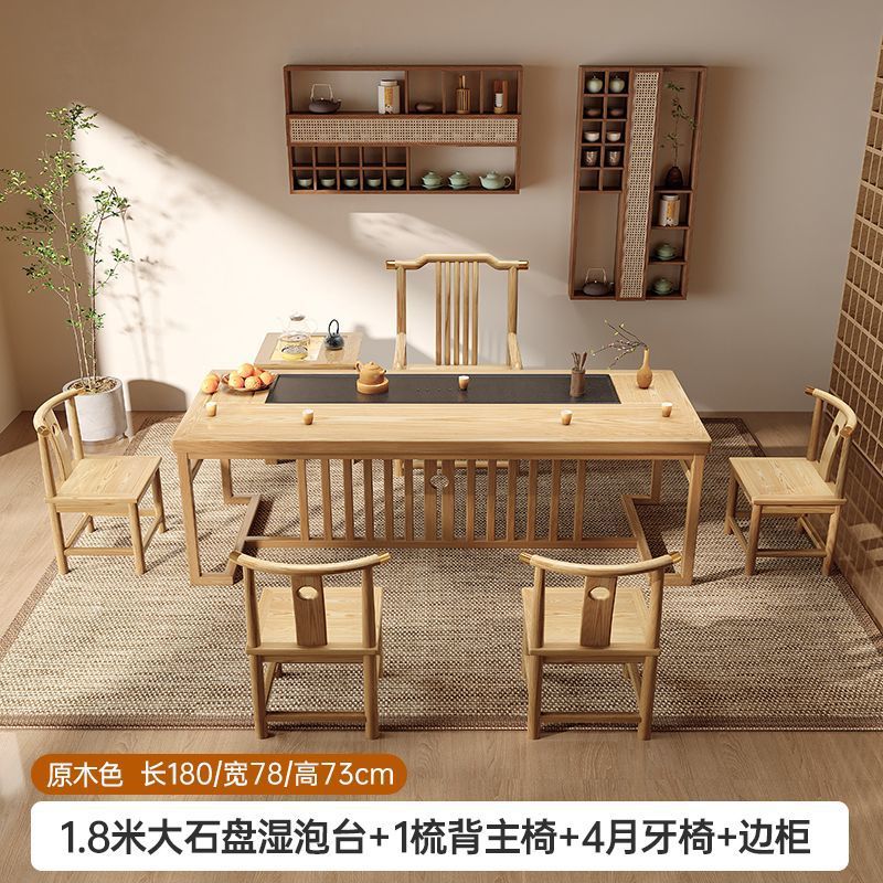 1.8m 습식 버블 테이블 + 빗등받이 메인 의자 1개 + 초승달 의자 4개 + 사이드 캐비닛