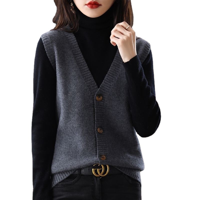 Suéter de punto chaleco cardigan Top principios de primavera otoño 2024 nuevas mujeres populares Chaleco de desgaste exterior chaleco