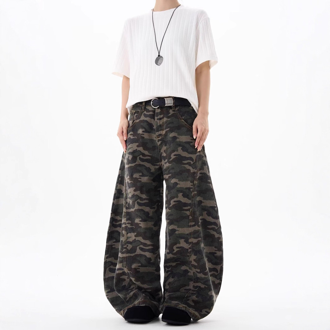 Jean cargo rétro camouflage large multi poches style urbain_voghion.com