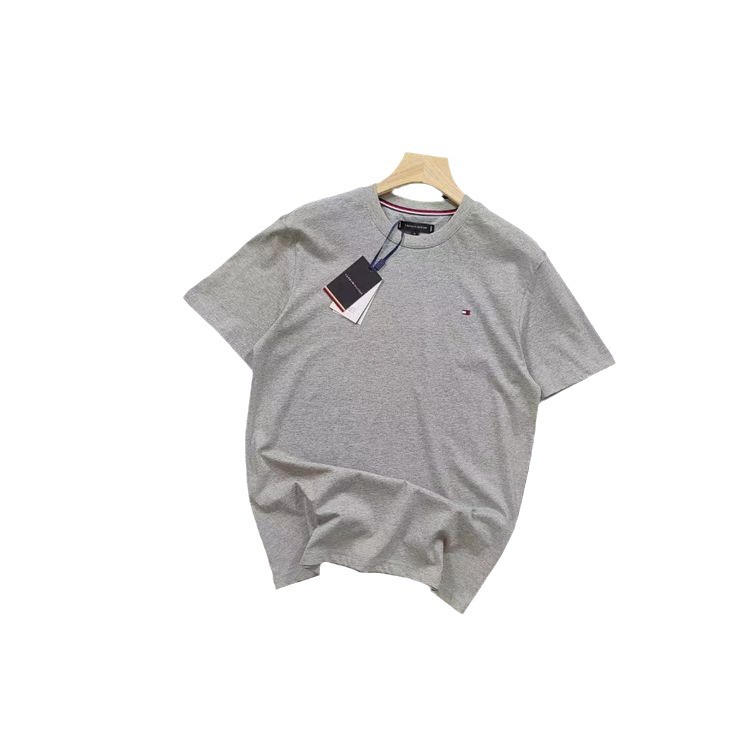 現物夏トミートミー男性カジュアルシンプル純色刺繍マーク丸首カバー首ゆるい半袖tシャツ