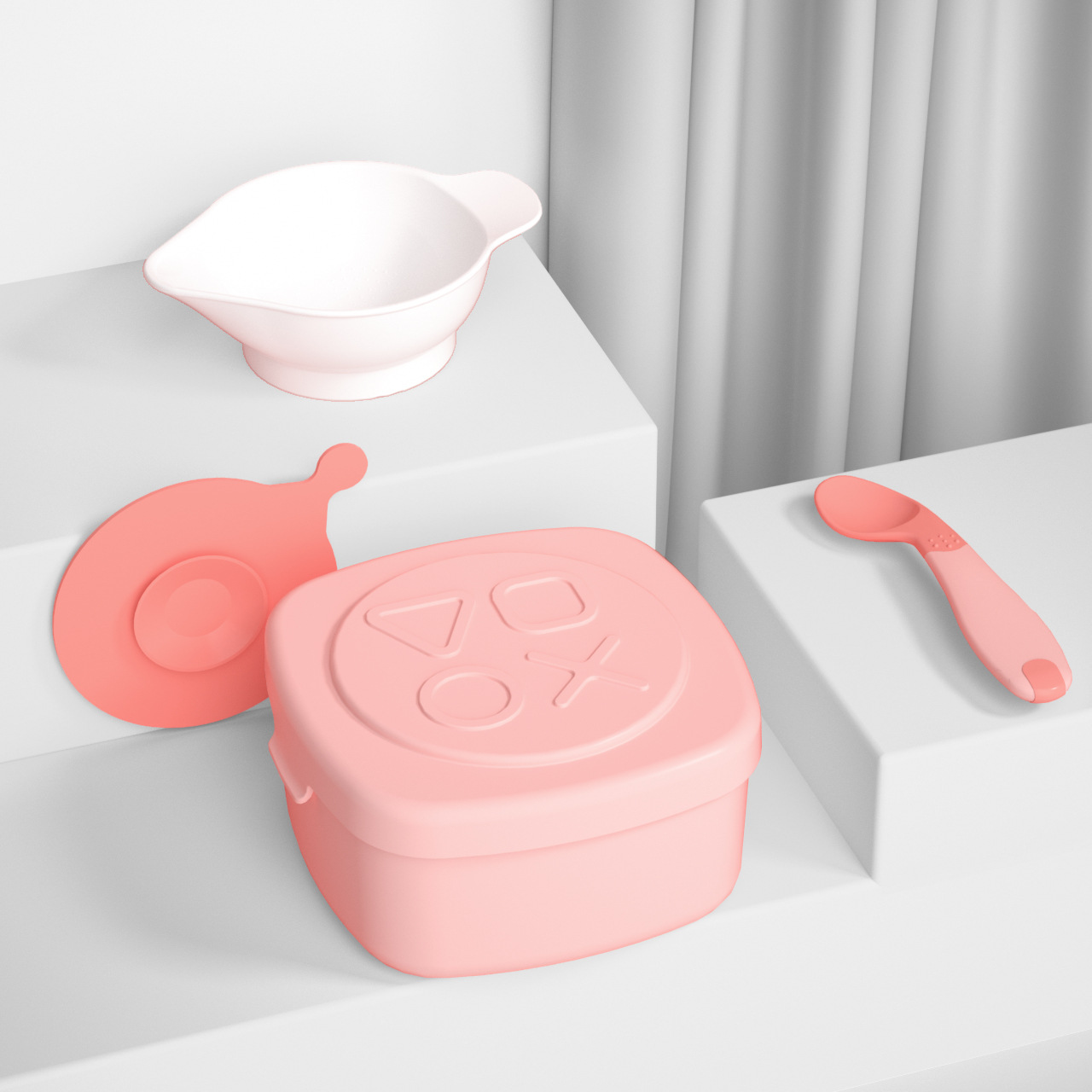 Baby Bowl Set Comedor de almacenamiento portátil al aire libre Comedor de almacenamiento Baby Bowl Lovely Comedor de dibujos animados Comedor infantil