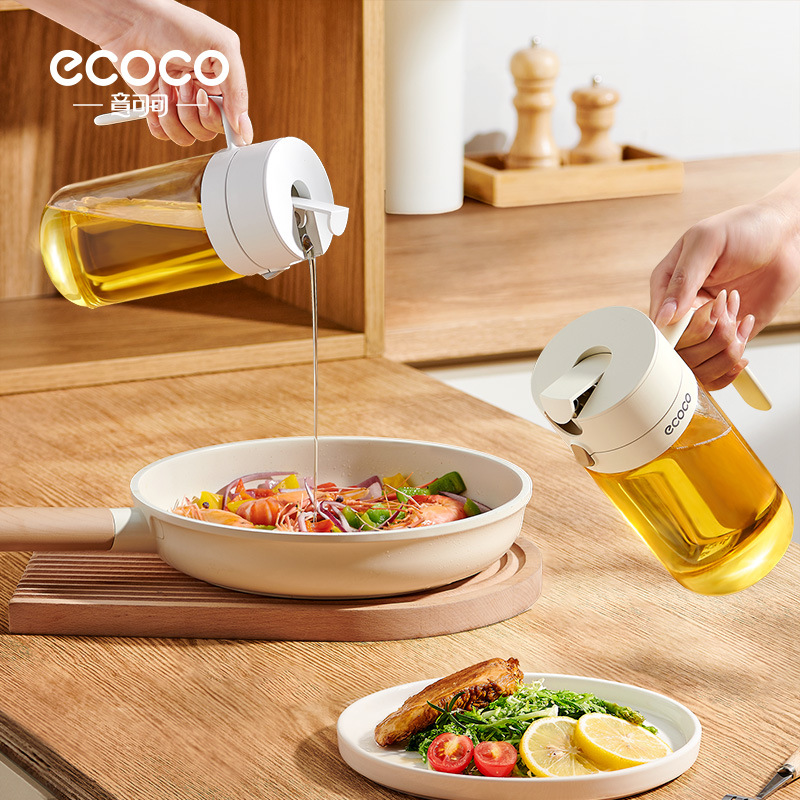 Botella de aceite de vidrio para cocina, botella de aceite doméstica, recipiente de aceite de gran capacidad, botella de condimento de aceite de vinagre, botella de condimento de aceite a prueba de fugas, botella de aceite de vinagre