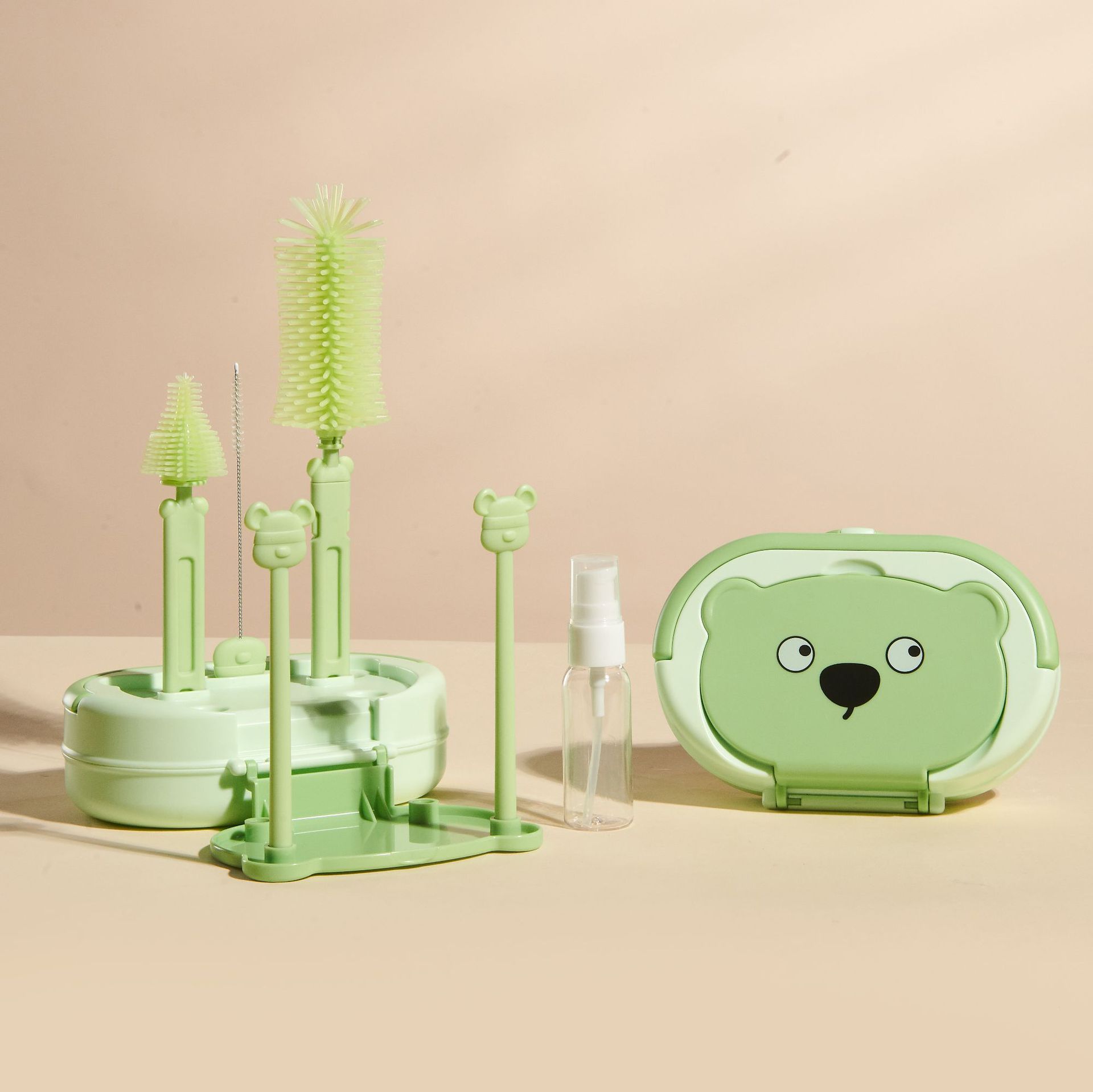 cepillo de botella de silicona herramienta de limpieza para bebés cepillo portátil especial para bebés barra de drenaje de almacenamiento conjunto de taza cepillo