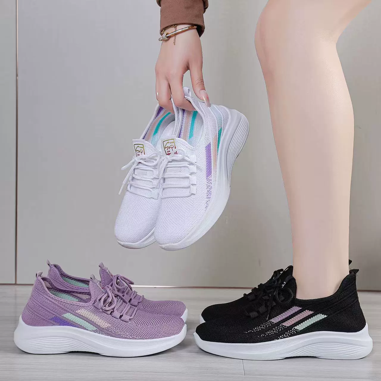 2024 новые весенне-осенние летающие повседневные кроссовки легкие дышащие сетки дикие студенческие мягкие подошвы удобная повседневная обувь