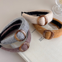 韩系毛线圆环宽边发箍女秋冬高颅顶头箍发饰日常外戴压发头饰发卡