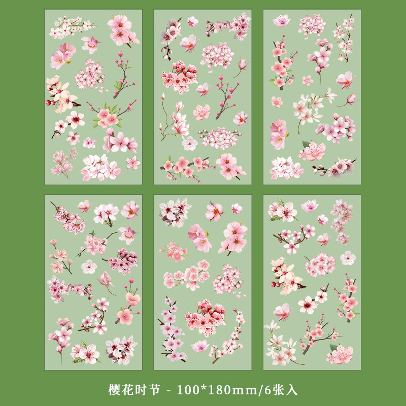 Прозрачные стикеры из ПЭТ с цветами, набор для скрапбукинга и DIY, 21×12 см, ассортимент