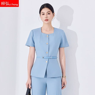 职业装女短袖装套装新款2026珠宝店美容美业酒店休闲时尚工作服夏