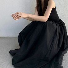 高级感黑色吊带连衣裙子女夏季2023新款茶歇法式气质收腰显瘦长裙