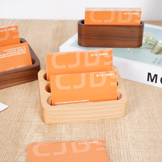 Solid Wood Multi-Layer Business Card Box Wholesale Desktop Office Front Desk Business Card Holder Shelf Table Card Holder Hotel Restaurant