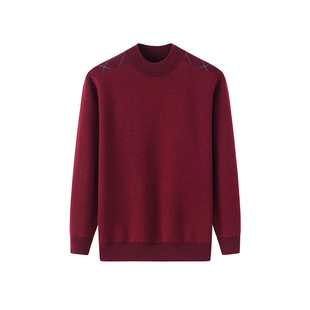 Inner Mongolia Cashmere Pullover Men's 40 Velvet Middle-Aged and Elderly Dad's Bottoming Shirt Round Neck Casual Pure Color Knitted Sweater