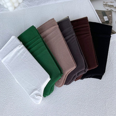 大萇巾SD-2298超柔棉襪女中筒襪純色簡約堆堆襪薄款彈力襪歐貨潮