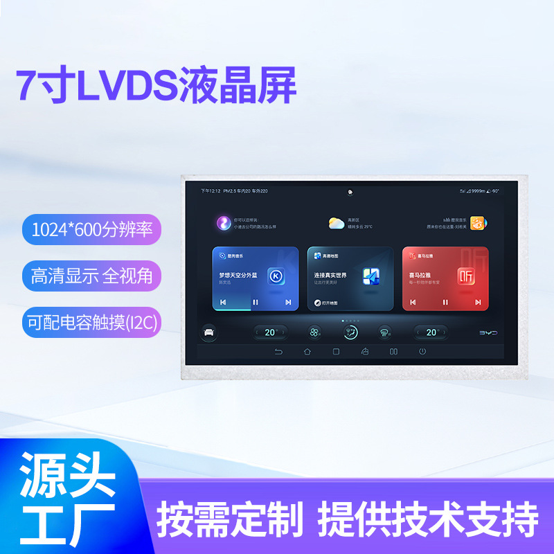 厂家京东方7寸IPS横屏LVDS分辨率1024*600医疗工控液晶显示屏