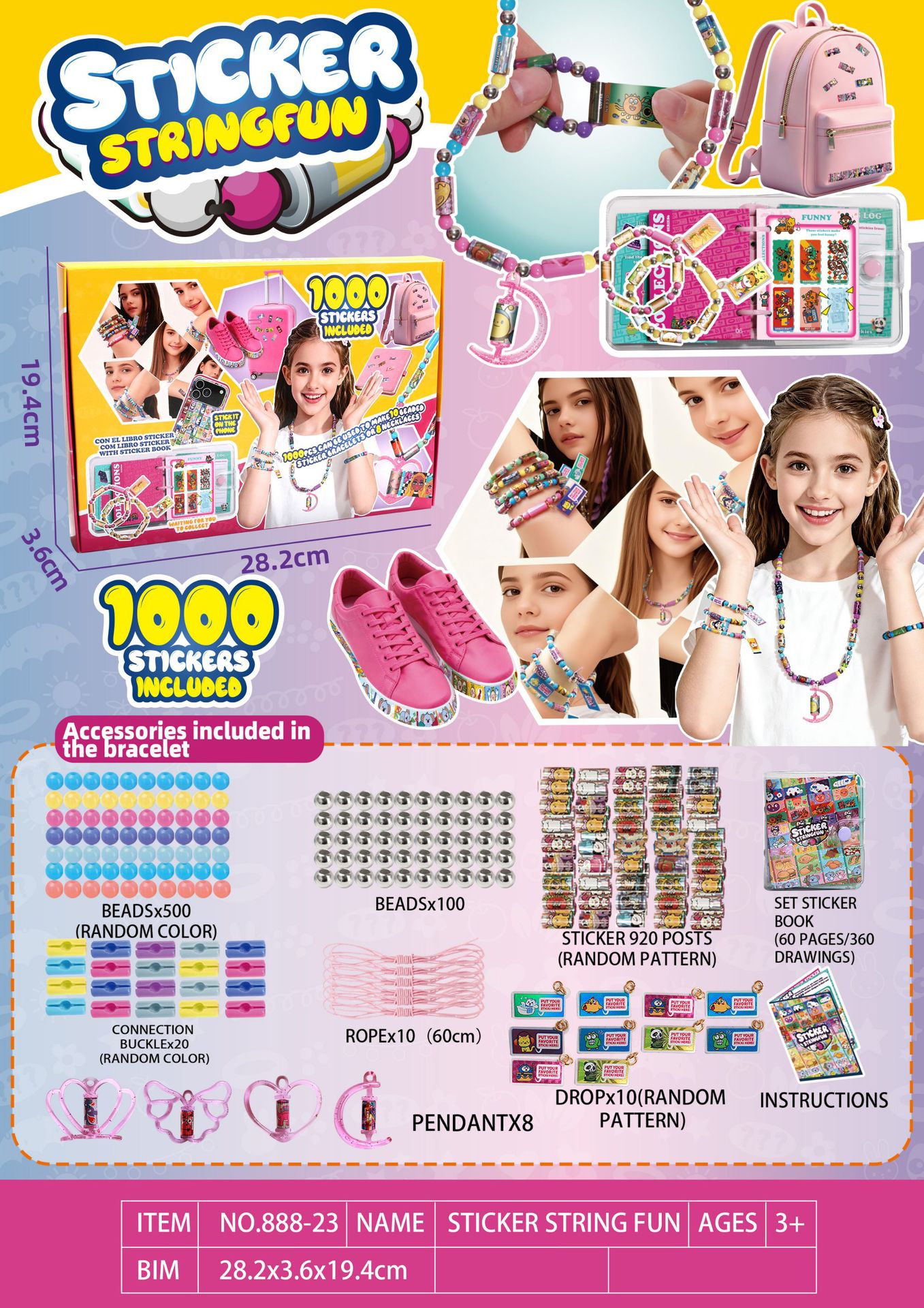 Pegatinas de juguetes para niños pulseras STICKI ROLL productos acabados creativos accesorios pegatinas de cuentas transfronterizas