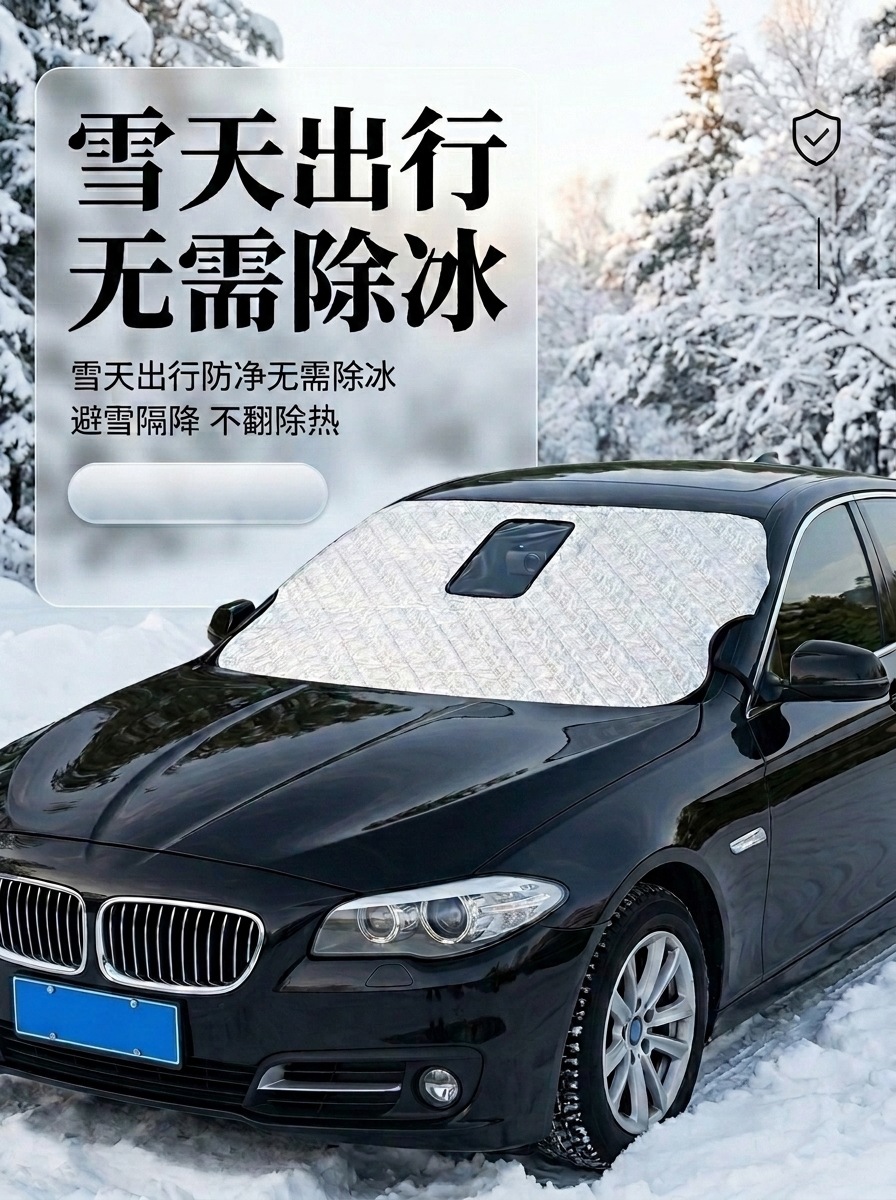 Car snow cover for the front windshield, thickened and insulated, sunshade, winter anti-freeze car snow cover half cover