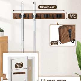 家用木质挂架置物架壁挂浴室架门后拖布扫把挂钩收纳架