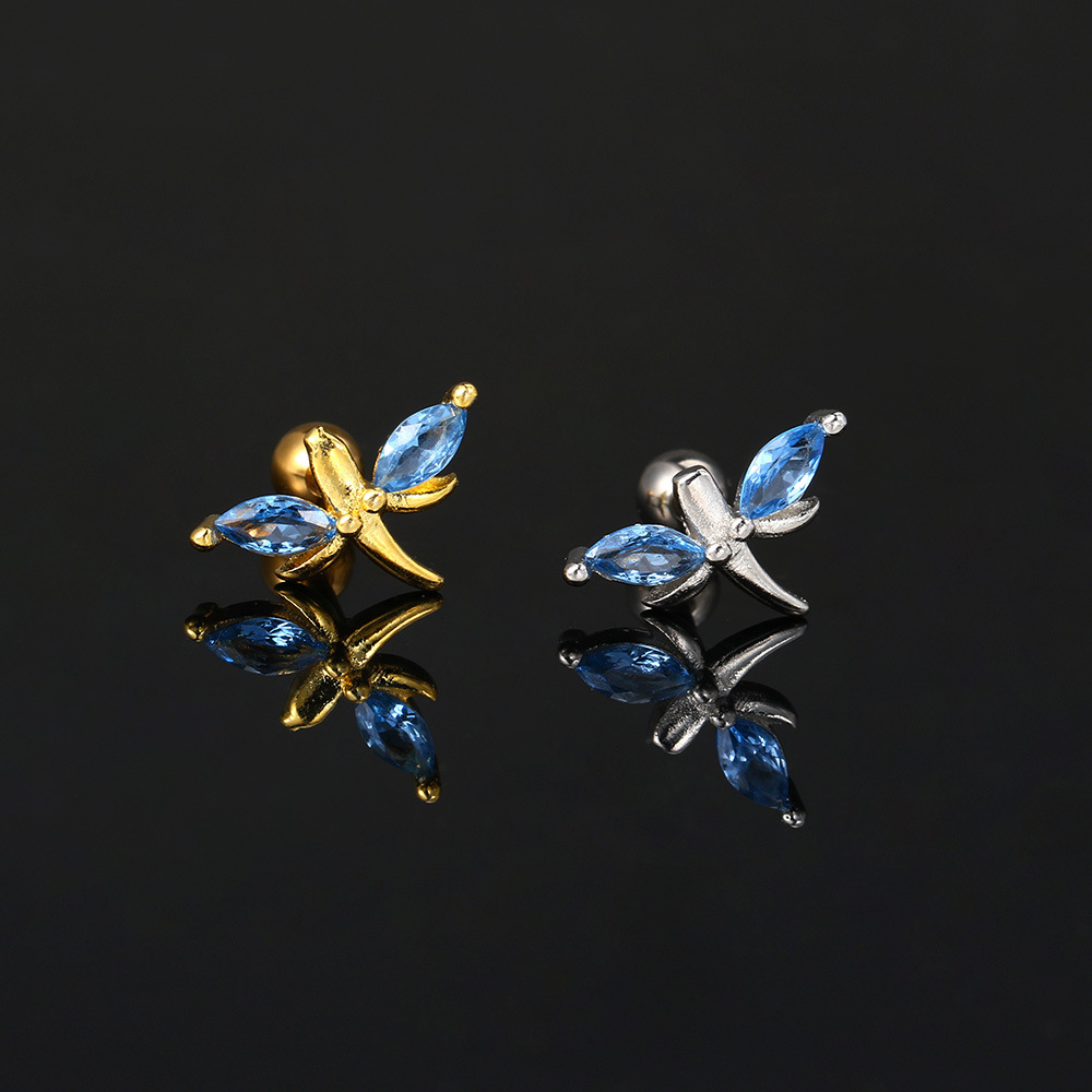 1 Piece Simple Style Classic Style Geometric Butterfly Inlay Copper Zircon Ear Studs display picture 8
