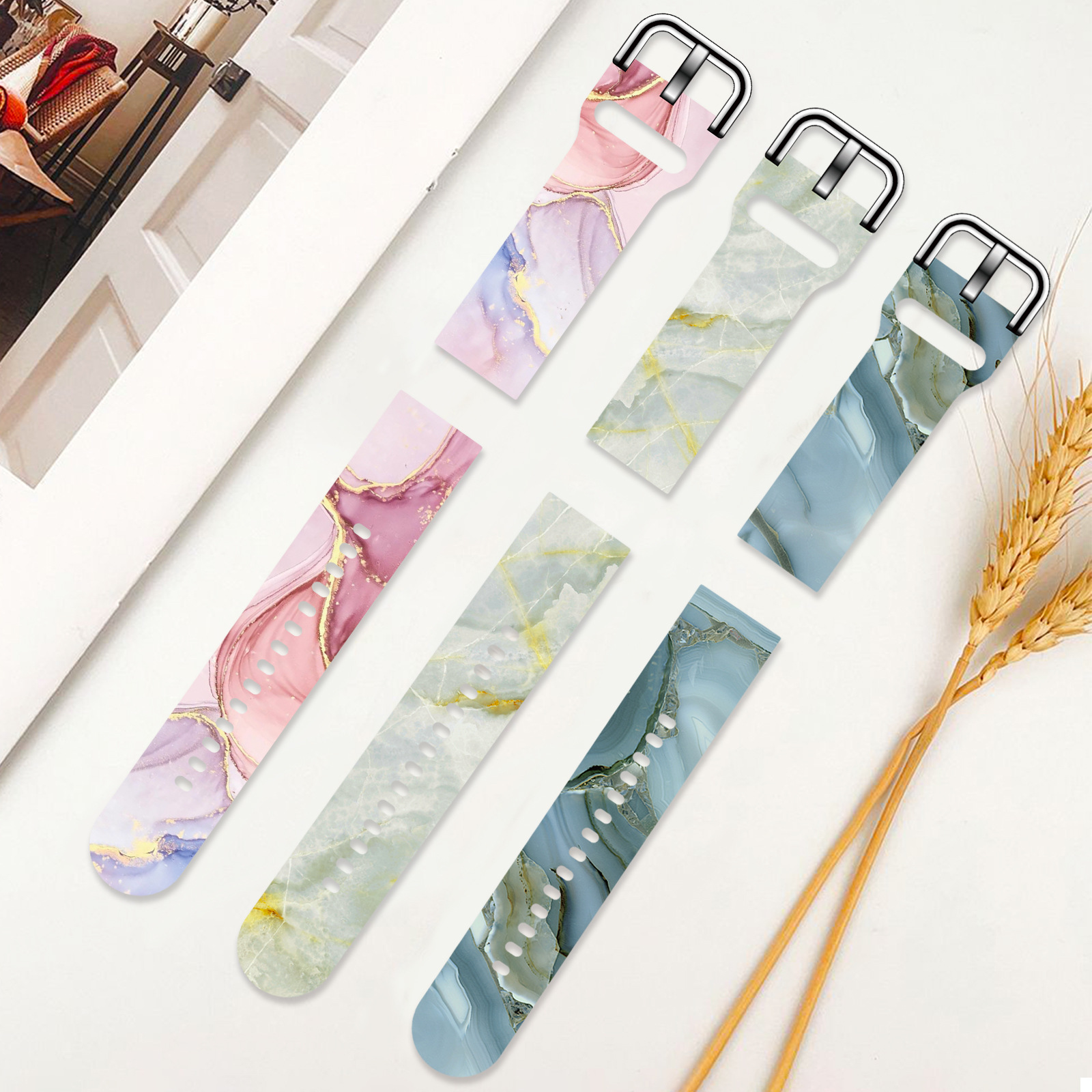 Cross-border Amazon for Samsung 20mm/22mm Watch Strap Jade Wind Printed Strap
