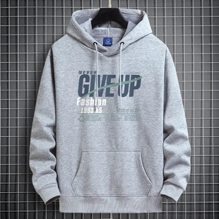 Men's Spring and Autumn Hooded Sweatshirt, Youth Heavyweight Fleece-Lined Thickened Warm Hoodie, Student Top Jacket, Men's Clothing