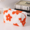 Plush capacious pencil case, stationery, storage bag, 2023 collection, flowered, South Korea