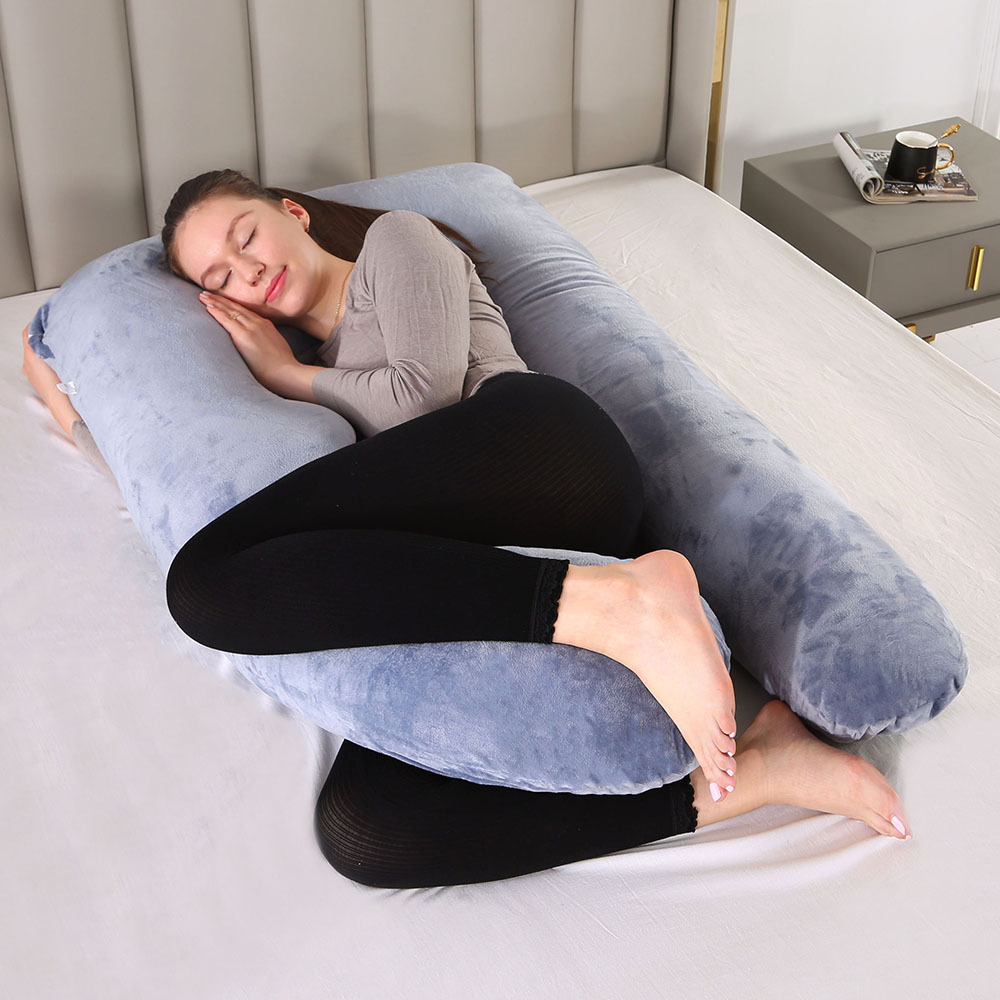 Crystal velvet U-shaped pillow for pregnant women can be side lying with bent legs to support the belly pad waist home cushion removable foreign trade manufacturers wholesale