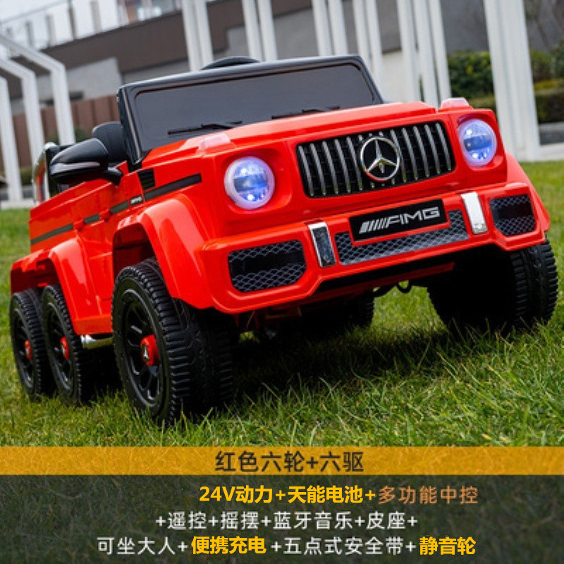 Large six-wheel drive red + 24v speed special model tianneng large battery music swing bluetooth leather seat + remote control + portable charging + silent wheel