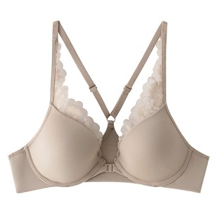 French Intimates Women's Thin Glossy Front Button Beautiful Back Lace Bra Big Breasts Show Small Anti-Sagging Sexy Intimates Bra