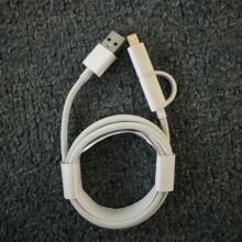 12w编织USB拖二手机快充数据线一拖二充电线适用于苹果华为二合一