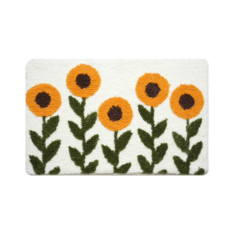 Almohadilla de absorción de agua para baño de flores pequeñas y frescas, almohadilla de alfombras antideslizantes y de secado rápido en la entrada del baño doméstico
