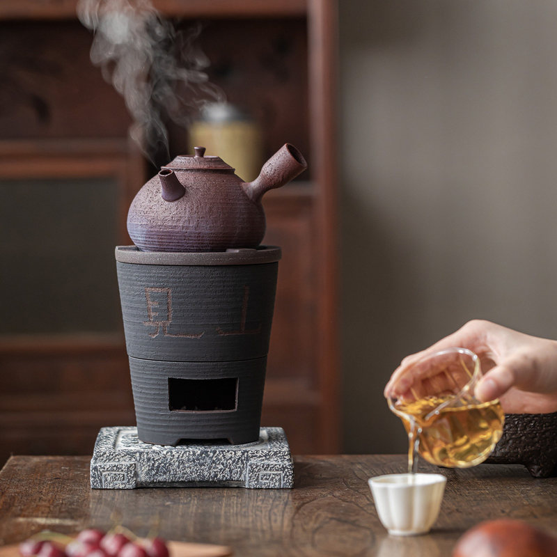 Guolan Coarse Pottery Dual-Purpose Tea Brewing and Tea Warming Stove with Side-Handle Teapot, Outdoor Camping Charcoal Stove Guolan Coarse Pottery Dual-Purpose Tea Brewing and Tea Warming Stove with Side-Handle Teapot, Outdoor Camping Charcoal Stove
