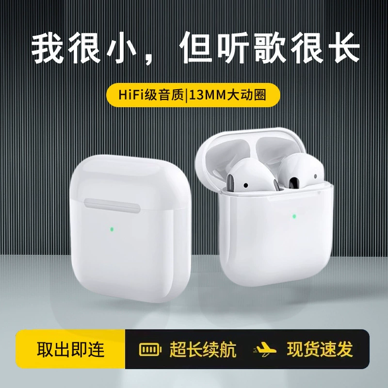 Bluetooth True Wireless Earbuds pro4, Extra-Long Stem, Charging Case, White Gift Box