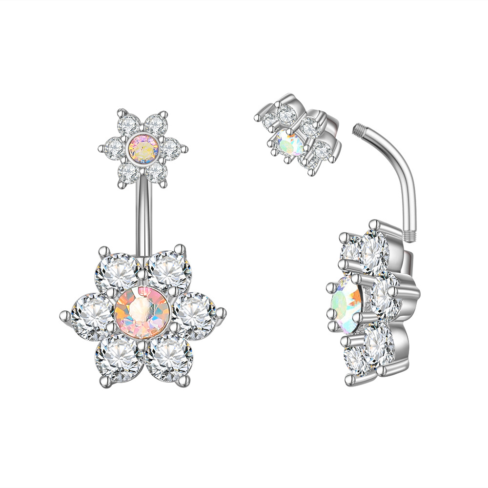 Fashion Flower Bee Stainless Steel Plating Artificial Gemstones Belly Ring display picture 6