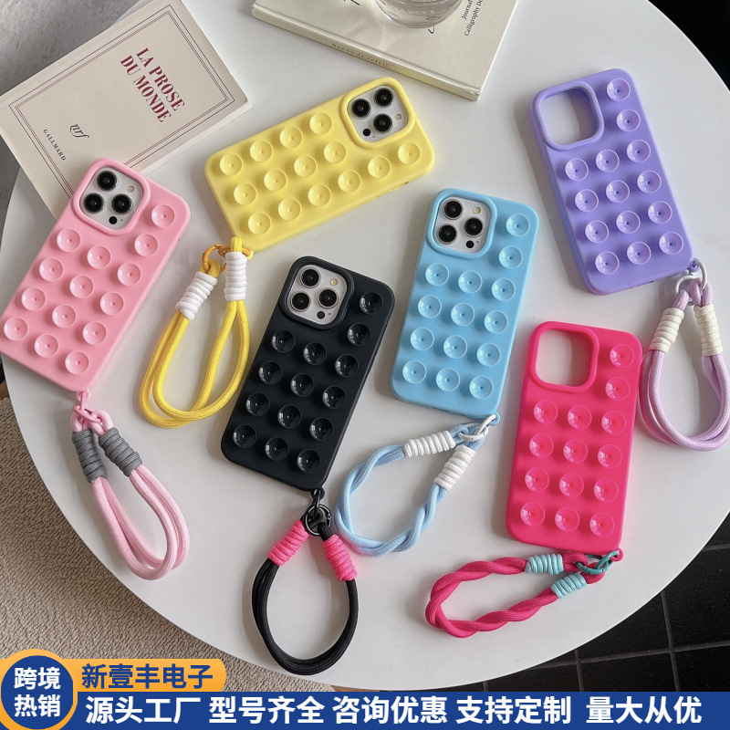 跨境款适用iphone16promax手机壳15plus吸盘X挂绳苹果17Air保护套