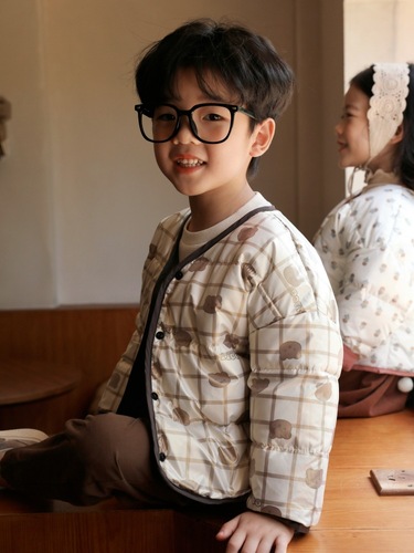 Children's down jacket lining for little girls and boys, with a floral design, wearable outside and washable down jacket.