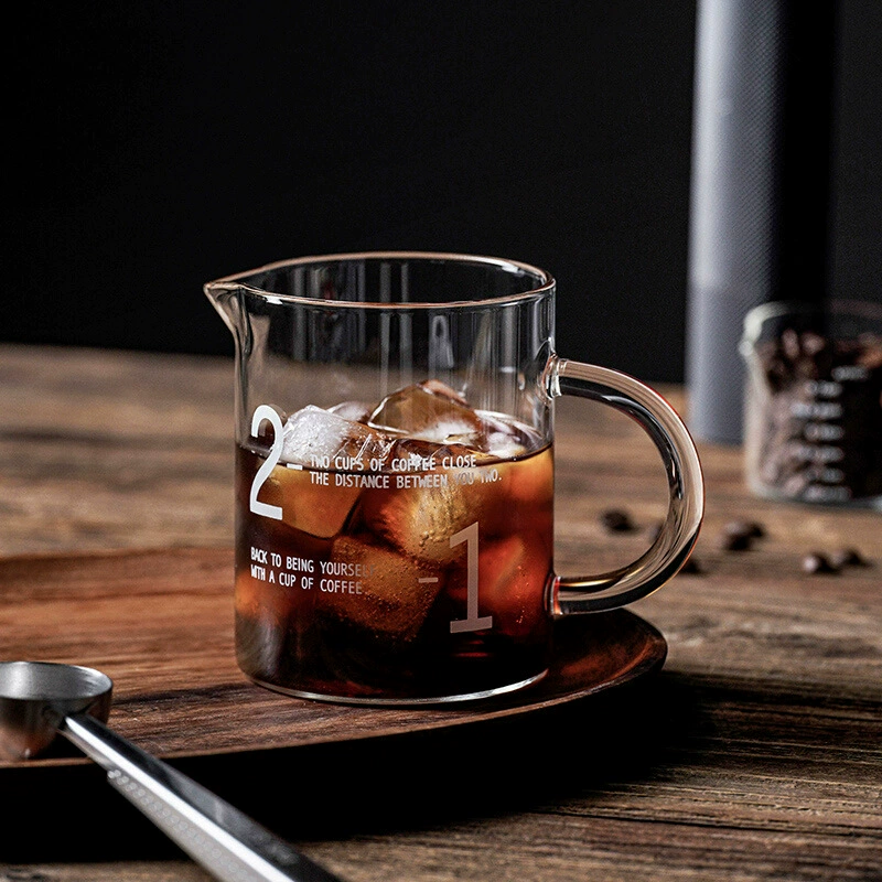 Прямая круглая ручка для приготовления кофе мерная чашка цифровая чашка для удовольствия 450ml утолщенное термостойкое стекло прямая чашка для удовольствия