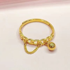 New Vietnamese Gold Sand Responsive Ring, Brass Plated Gold Women's Korean Version Openable Adjustable Ring