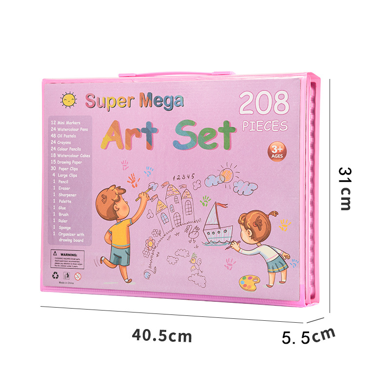 Juego de 208 piezas de pinceles de pintura para niños, juego de bolígrafos de acuarela con caballete, suministros de arte para estudiantes, herramientas de pintura