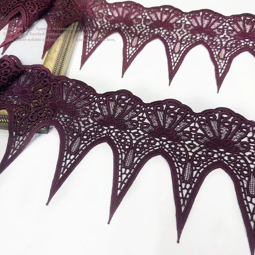 Хорошая вещь темно-фиолетовая красная тонкая шелковая нить водорастворимое широкое кружево 14 см шириной вышивка мягкое шнур
