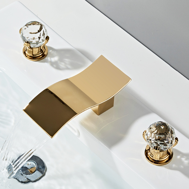Three-hole washbasin faucet low Waterfall Bathroom Cabinet bathtub sink faucet hot and cold double