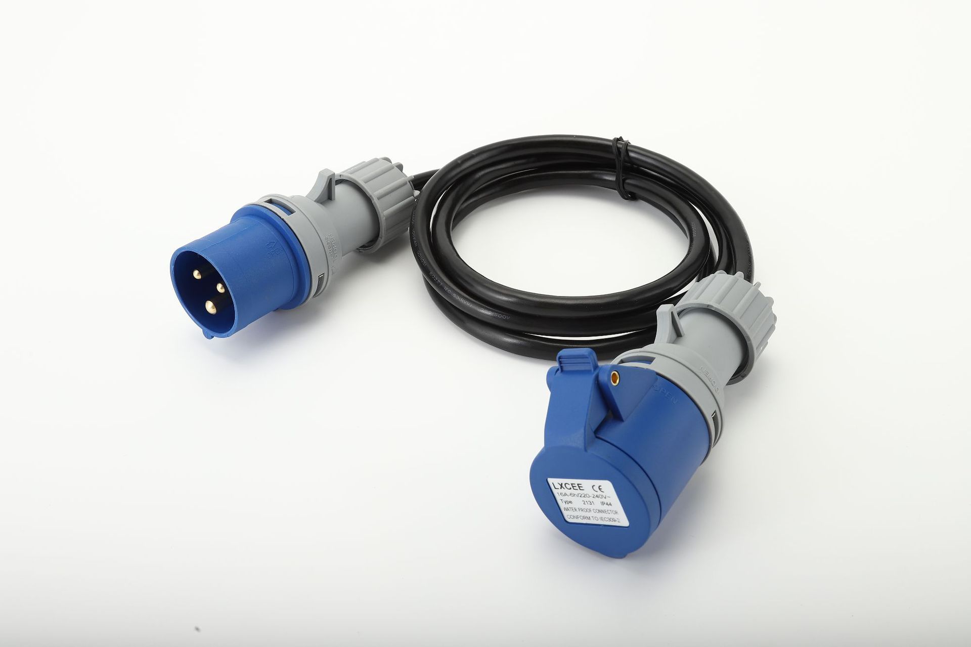 LX CEE 220V 16A 3 针欧式插头插座工业延长线工业插头套装