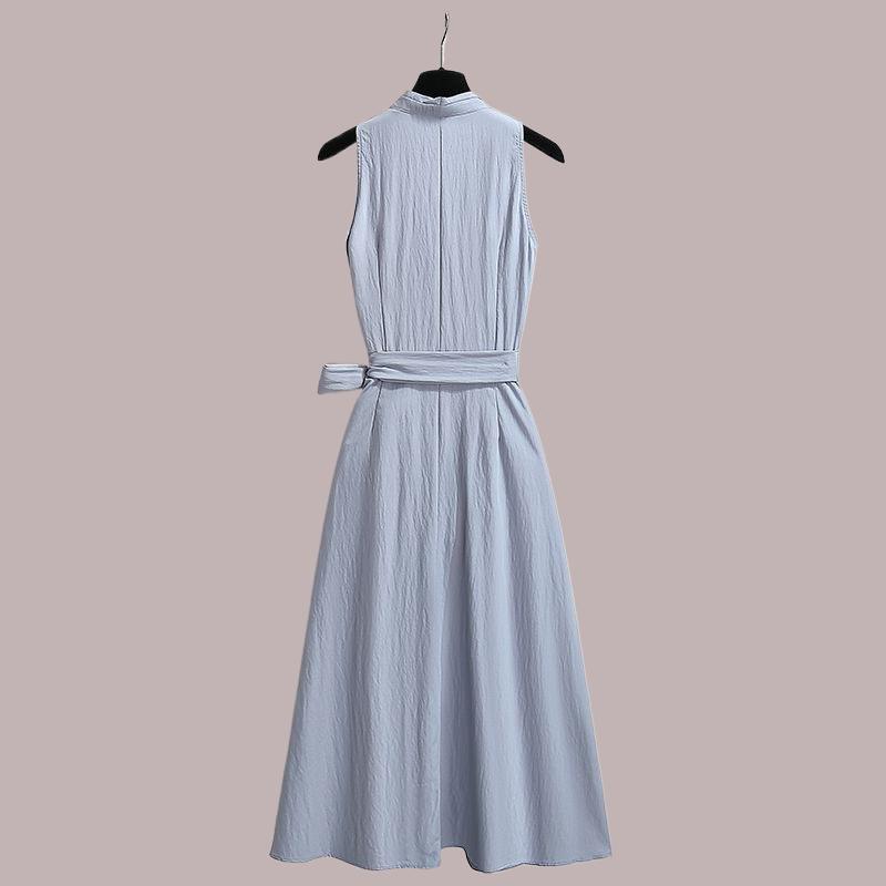 French-Style Sleeveless Vest-Neck Dress for Women, 2026 Summer New Style, Elegant Tie-Waist Ankle-Length Maxi Dress