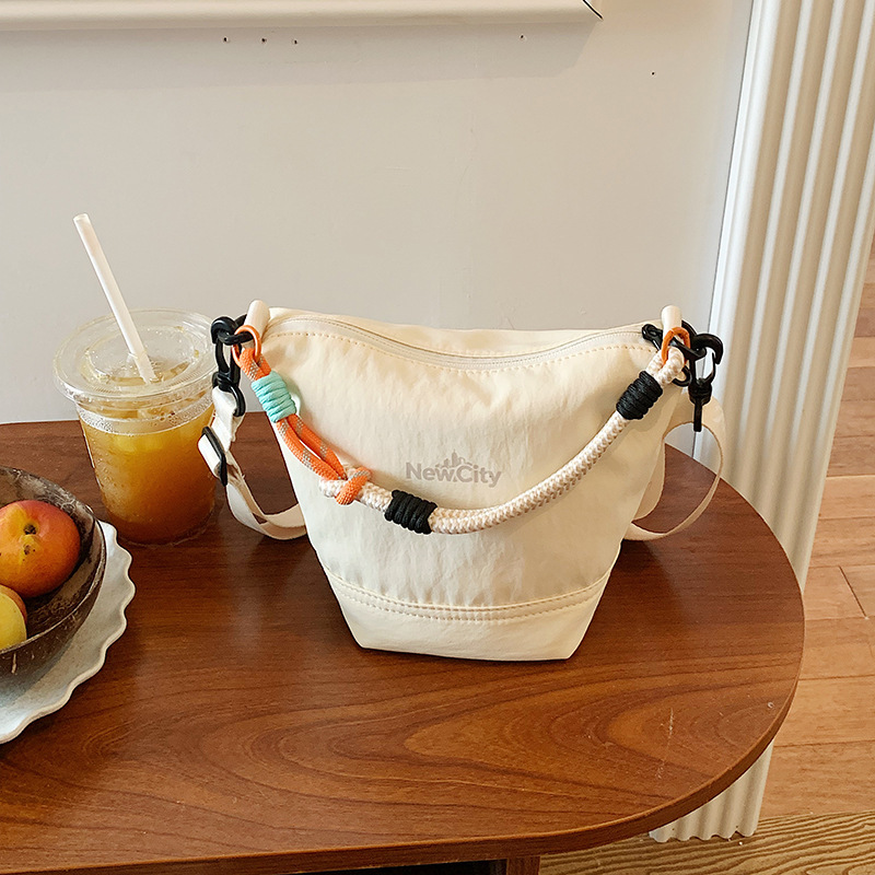 Cross-Border New Style Colorful Rope Mini Bucket Phone Bag, Lightweight Casual Simple Shoulder Bag, Nylon Fabric Women's Crossbody Bag Cross-Border New Style Colorful Rope Mini Bucket Phone Bag, Lightweight Casual Simple Shoulder Bag, Nylon Fabric Women's Crossbody Bag