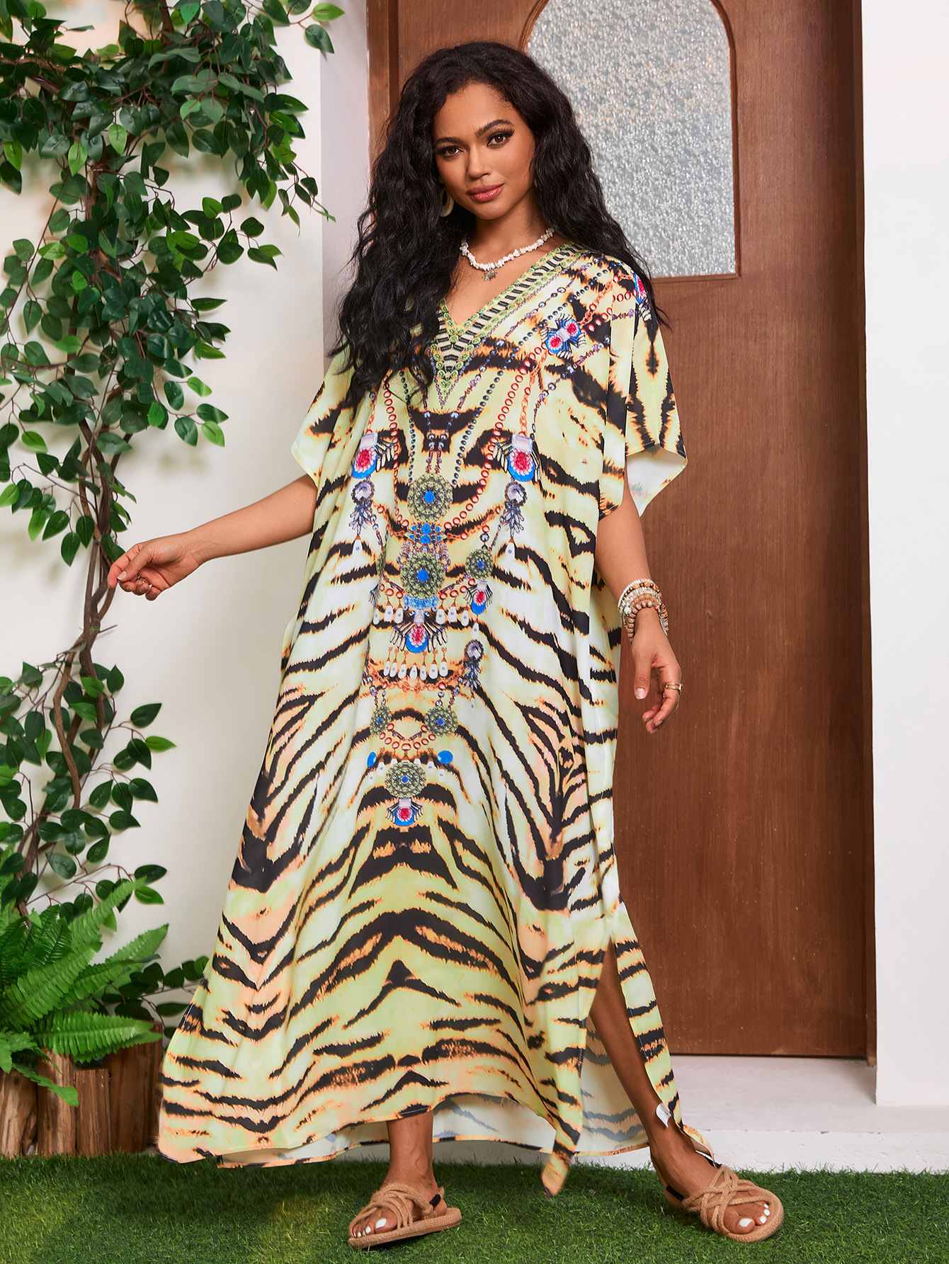 Transfronterizo Amazon nuevo posicionamiento impresa falda larga estilo nacional de vacaciones camisa de playa FR300 (17 colores)