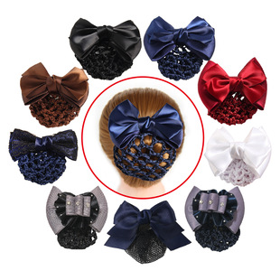 New style work hair net professional hair flower female nurse attendant stewardess front desk plate bow net pocket hair clip hair accessories