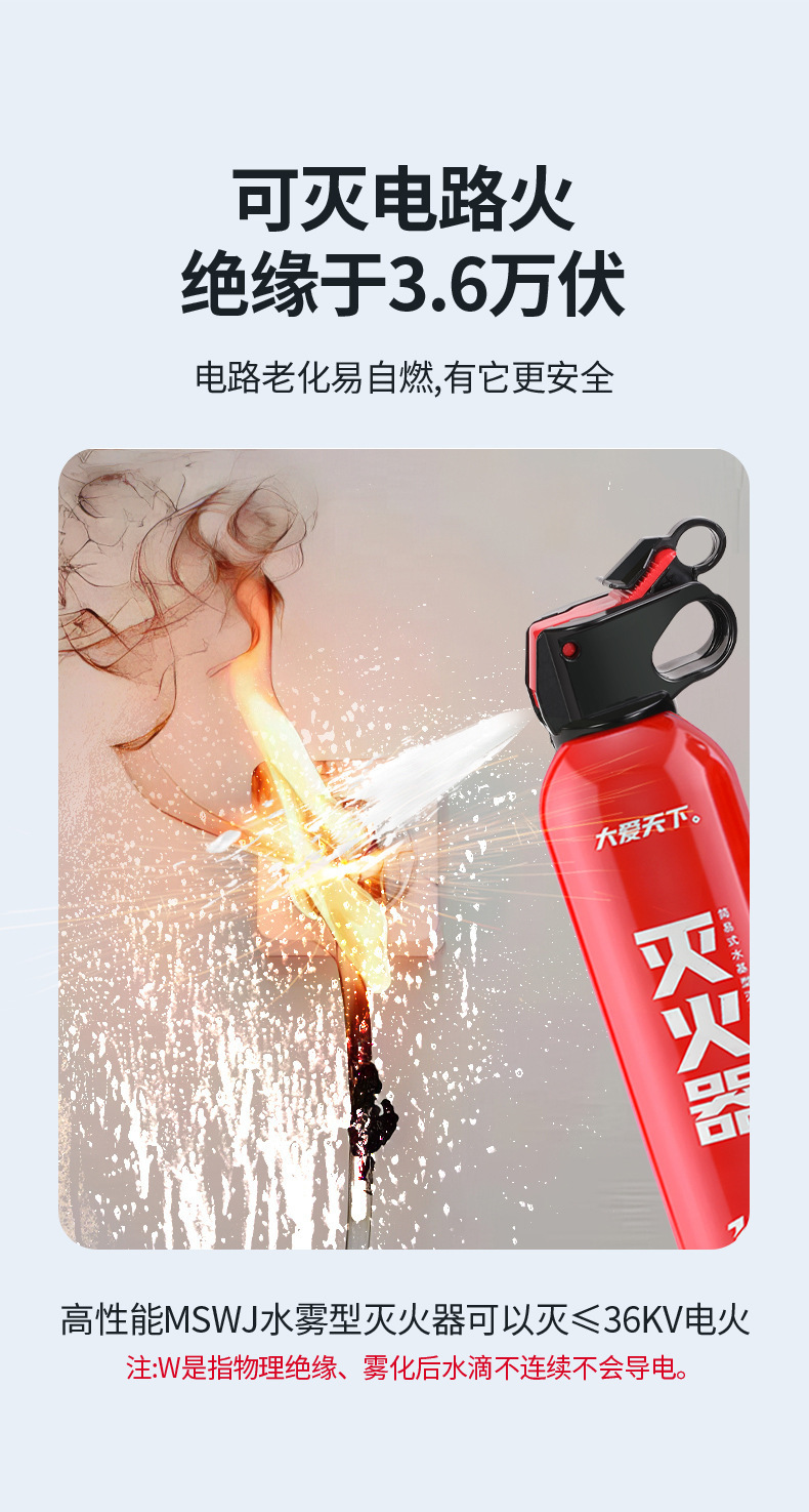 Portable Vehicle-Mounted Water-Based Fire Extinguisher for Car Annual Inspection, Vehicle Fire Equipment, Vehicle Water-Based Fire Extinguisher 13B